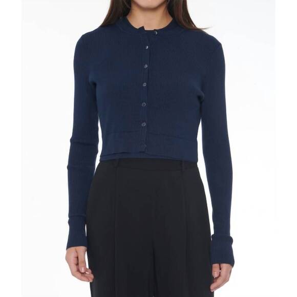 NEW TOCCIN zoe classic cropped cardigan in navy